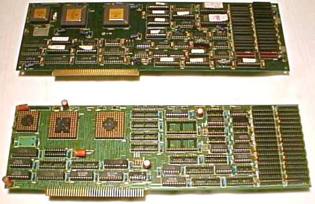 These are two pre-production boards. The first one is Revision 1 and the second is an earlier revision (although it says 3 on the board). The first one uses ZIP memory while the second uses socketed DILs.