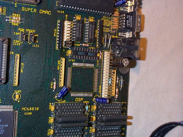 Picture showing the DSP socket and the ZIP RAM banks