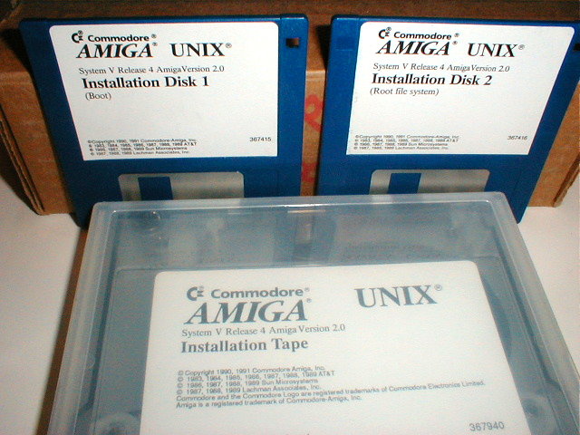 Commodore Amiga UNIX Disks and Tape
