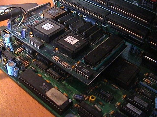 Picture showing the Avideo connected to the A3000 motherboard