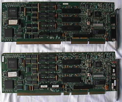 Picture showing the two main versions of the card. Top is the A3000 verison and bottom is a Rev 8 A4000 Version
