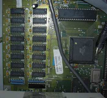 Closeup of A500 motherboard